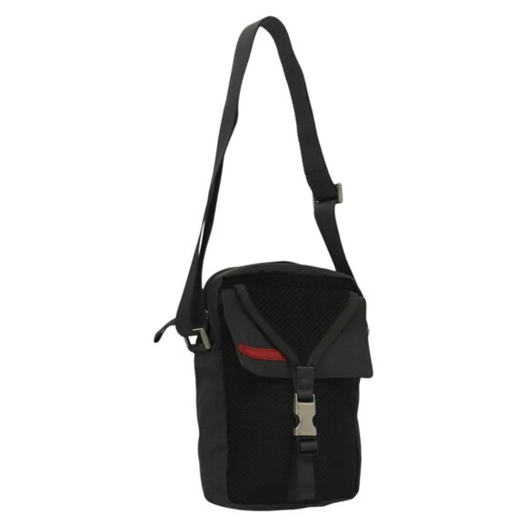 PRADA Sports Shoulder Bag Nylon Black Silver Auth mr1212 - Picture 1 of 16